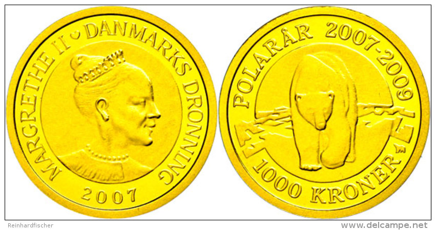 10 Kronen, 2007, Gold, Eisb&auml;r, 7,78g Fein, KM 918, Mit Zertifikat In Ausgabeschatulle, PP.  PP10 Coronas,... - Dinamarca