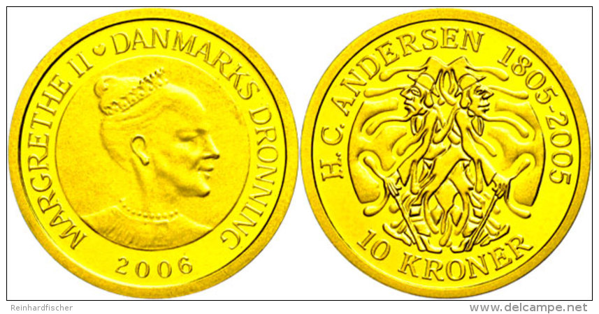 10 Kronen, Gold, 2006, Geschichte Vom Schatten, 7,78g Fein, KM 910, Mit Zertifikat In Ausgabeschatulle, PP. ... - Dinamarca