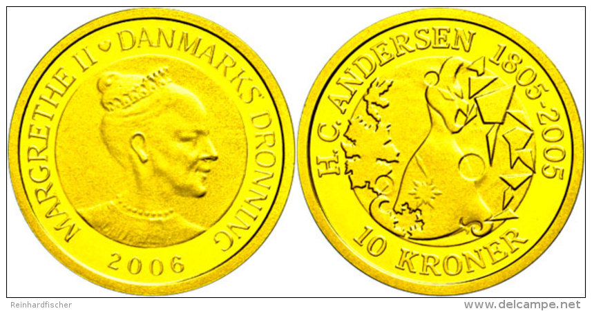 10 Kronen, Gold, 2006, Die Schneek&ouml;nigin, 7,78g Fein, KM 915, Mit Zertifikat In Ausgabeschatulle, PP. ... - Dinamarca