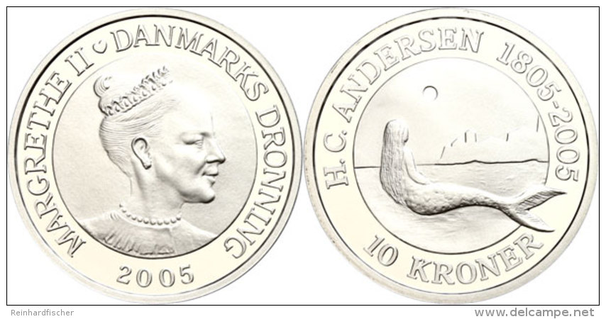 10 Kronen, 2005, Die Kleine Meerjungfrau, KM 908, Mit Zertifikat In Ausgabeschatulle, PP.  PP10 Coronas, 2005,... - Dinamarca