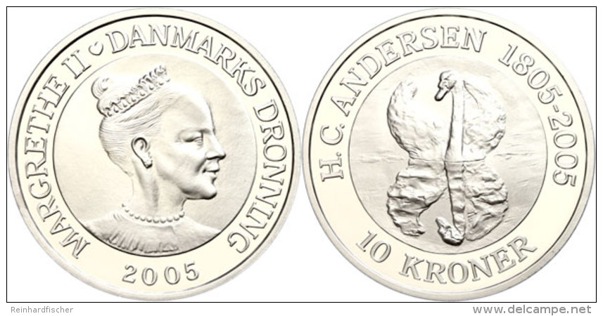 10 Kronen, 2005, Das H&auml;ssliche Entlein, KM 906, Mit Zertifikat In Ausgabeschatulle, PP.  PP10 Coronas,... - Dinamarca