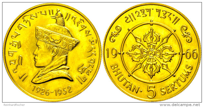 5 Sertums (40,01g), Gold, 1966, Jigme Dorji Wangchuck, 40. Jahrestag Der Thronbesteigung Seines Vaters Druk Gyalpo... - Butan