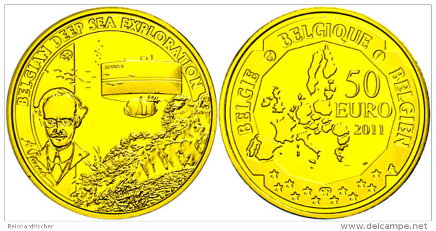 50 Euro, Gold, 2011, Europ&auml;ische Forschungsreisende - Auguste Piccard, KM 312, Sch&ouml;n 283, Im Etui Mit... - Otros & Sin Clasificación