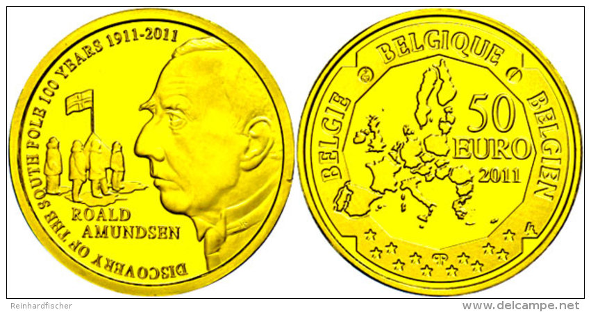 50 Euro, Gold, 2011, 100. Jahrestag Der Entdeckung Des S&uuml;dpols, KM 310, Sch&ouml;n 285, Im Etui Mit Kapsel Und... - Otros & Sin Clasificación