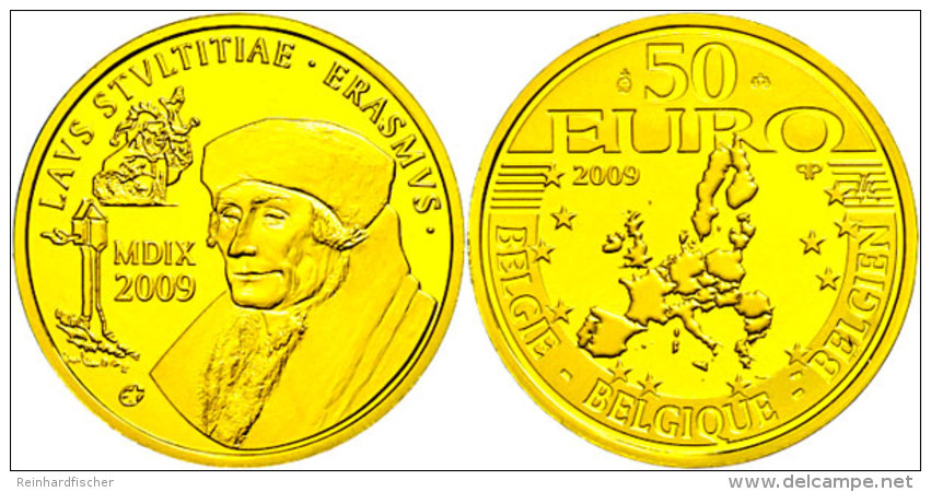 50 Euro, Gold, 2009, 500 Jahre Lob Der Torheit - Desiderius Erasmus, KM 286, Sch&ouml;n 268, Im Etui Mit Kapsel... - Otros & Sin Clasificación