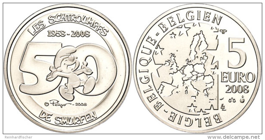 5 Euro, 2008, 50 Jahre Die Schl&uuml;mpfe, KM 270, Sch&ouml;n 254, Im Etui Mit Kapsel Und Zertifikat, Auflage Nur ... - Otros & Sin Clasificación