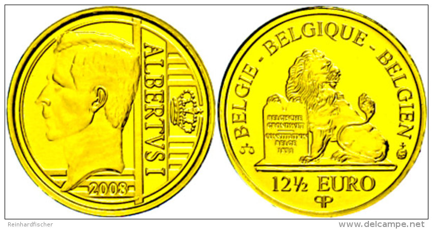 12,5 Euro, Gold, 2008, Albert I. K&ouml;nig Von Belgien, KM 271, Sch&ouml;n 255, Im Etui Mit Kapsel Und Zertifikat,... - Autres & Non Classés