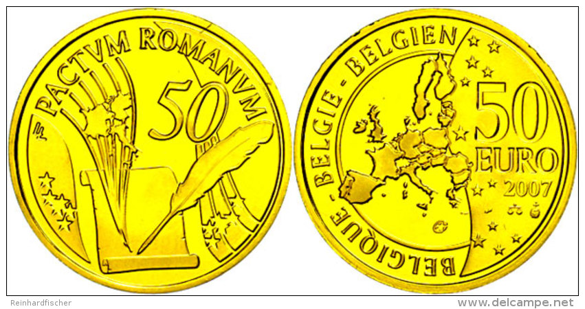 50 Euro, Gold, 2007, 50 Jahre R&ouml;mische Vertr&auml;ge, KM 261, Sch&ouml;n 236, Im Etui Mit Kapsel Und... - Otros & Sin Clasificación