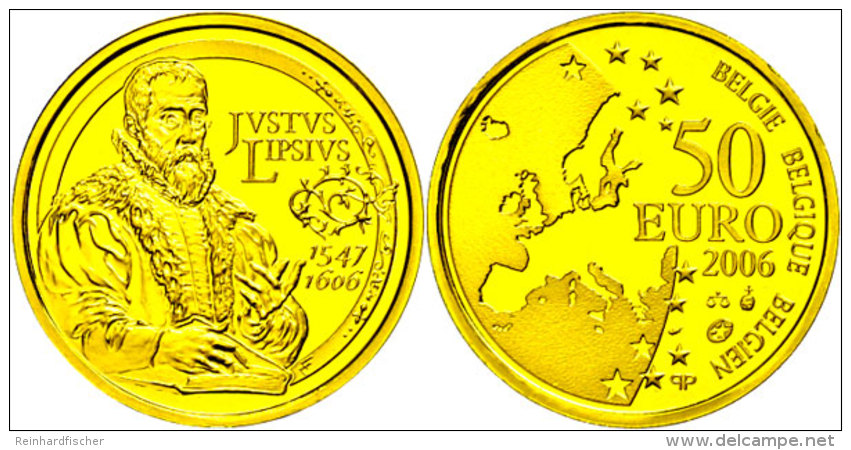 50 Euro, Gold, 2006, 400. Todestag Von Justus Lipsius, KM 256, Sch&ouml;n 225, Im Etui Mit Kapsel Und Zertifikat,... - Otros & Sin Clasificación