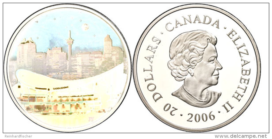 20 Dollars, 2006, Kanadischer Architektur - Pengrowth Saddledome (Kinegramm), KM 666, Sch&ouml;n 678, Im Etui Mit... - Otros & Sin Clasificación