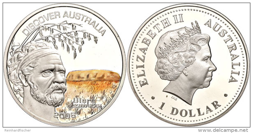 1 Dollar, 2006, Australien Entdecken - Uluru (Tampondruck), KM 941, Sch&ouml;n 1004, Im Etui Mit OVP Und... - Otros & Sin Clasificación