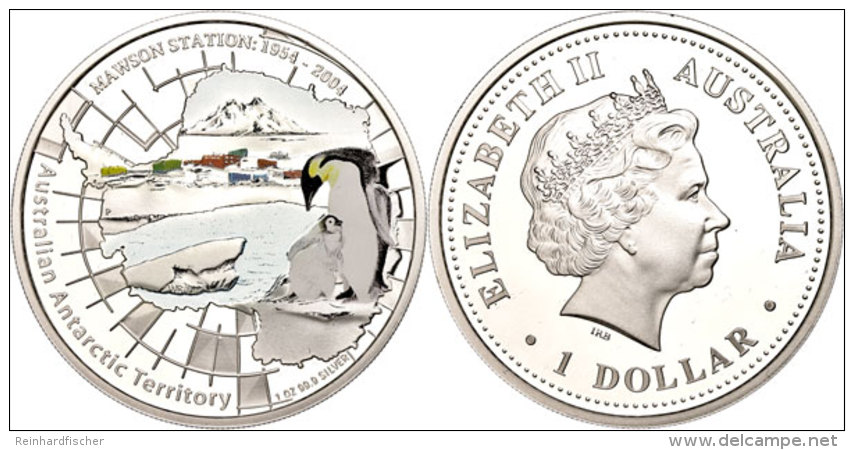 1 Dollar, 2004, Australisches Antarktisterritorium - Kaiserpinguine (Tampondruck), KM 737, Sch&ouml;n 815, Im Etui... - Otros & Sin Clasificación