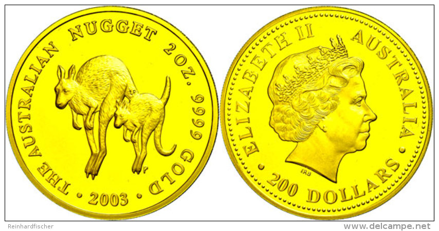 200 Dollars, Gold, 2003, K&auml;nguru, 2 Unzen Gold, Auflage Lt. Sch&ouml;n Nur Max. 200 St&uuml;ck! Sch&ouml;n... - Otros & Sin Clasificación