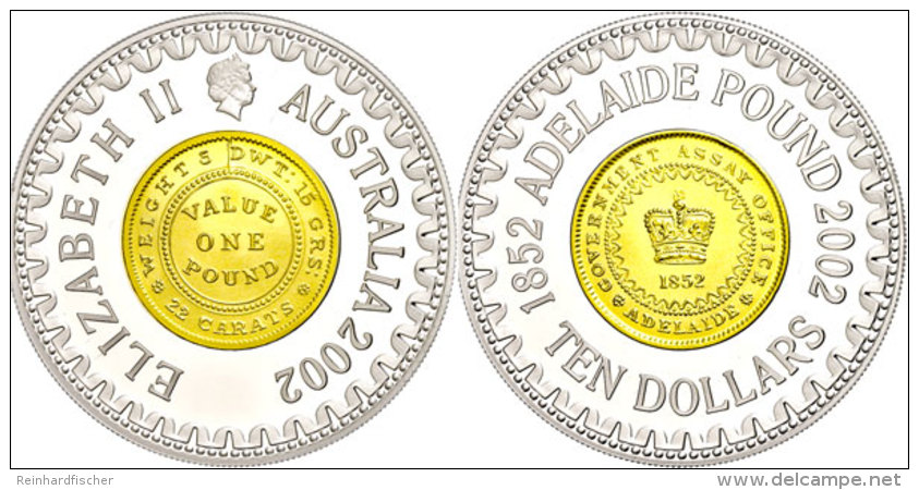 10 Dollars, 2002, Australische M&uuml;nzgeschichte - Pound 1852, KM 661, Sch&ouml;n 683, Im Etui Mit OVP Und... - Otros & Sin Clasificación