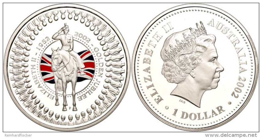 1 Dollar, 2002, 50 Jahrestag Der Thronbesteigung Elizabeth II. (Tampondruck), KM 632, Sch&ouml;n 704, Im Etui Mit... - Otros & Sin Clasificación
