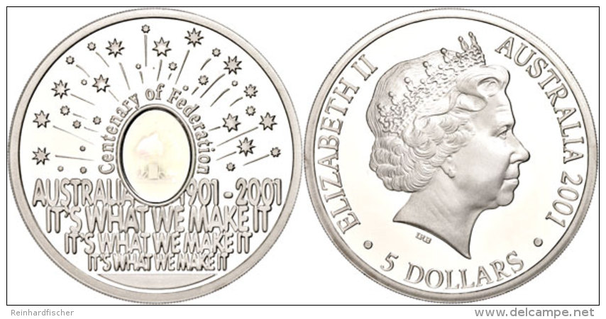 5 Dollars, 2001, Hundertsten F&ouml;deration - Feuerwerk (Kinegramm), KM 591, Sch&ouml;n 611, Im Etui Mit OVP Und... - Otros & Sin Clasificación