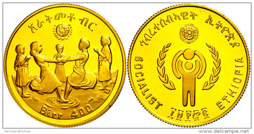 400 Birr, 1980, Gold, Jahr Des Kindes, PP  PP400 Birr, 1980, Gold, Year Of The Child, PP  PP - Etiopía