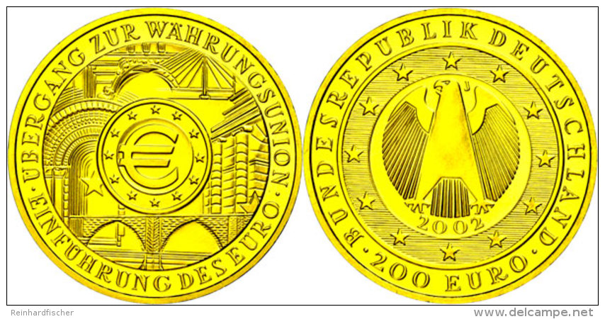 200 Euro, Gold, 2002, J, W&auml;hrungsunion, Mit Zertifikat In Ausgabeschatulle (diese Beklebt/etwas... - Otros & Sin Clasificación