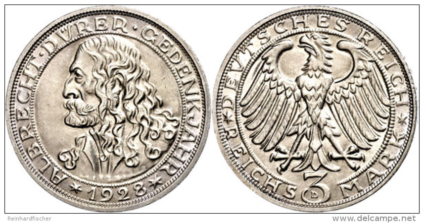 3 Reichsmark, 1928, Albrecht D&uuml;rer, Kl. Rf., Vz., Katalog: J. 332 Vz3 Reichmark, 1928, Albrecht Duerer,... - Otros & Sin Clasificación
