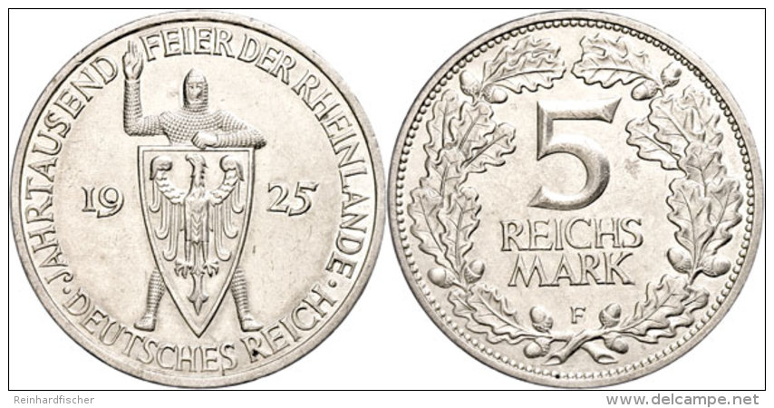 5 Reichsmark, 1925, A, Rheinlande, Wz. Rf. Und Kratzer, Vz., Katalog: J. 322 Vz5 Reichmark, 1925, A, Rhine... - Otros & Sin Clasificación