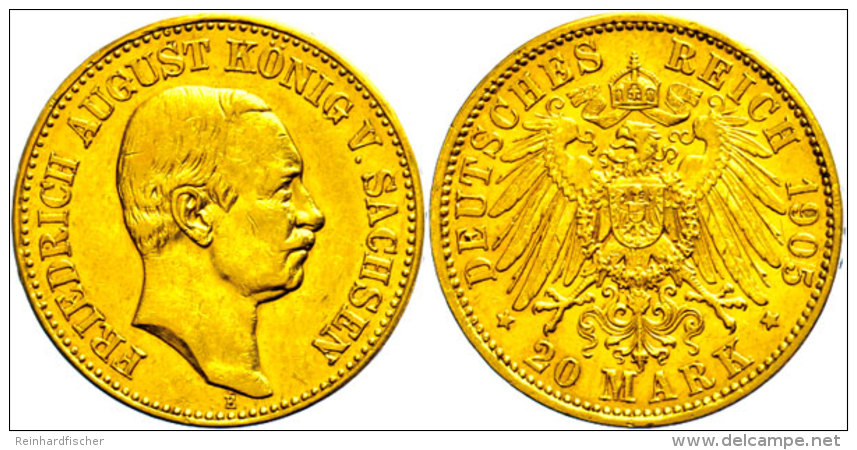 20 Mark, 1905, Friedrich August III., F. Vz., Katalog: J. 268 20 Mark, 1905, Friedrich August III., F.... - Otros & Sin Clasificación