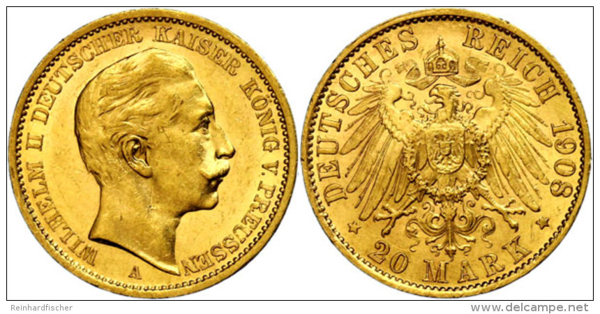 20 Mark, 1908, Wilhelm II., Vz., Katalog: J. 252 Vz20 Mark, 1908, Wilhelm II., Extremley Fine, Catalogue: J.... - Otros & Sin Clasificación