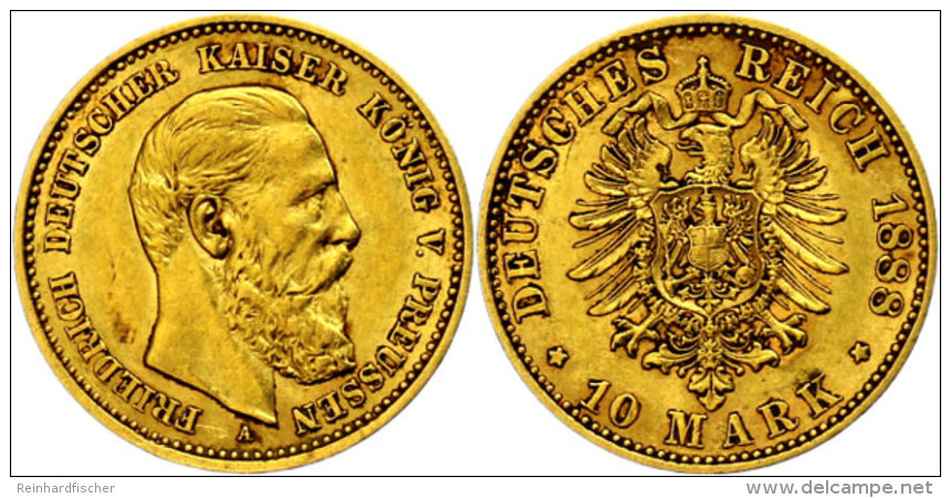 10 Mark, 1888, Friedrich III., Vz., Katalog: J. 247 Vz10 Mark, 1888, Friedrich III., Extremley Fine, Catalogue:... - Otros & Sin Clasificación