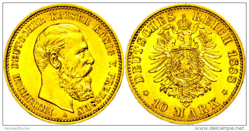 10 Mark, 1888, Friedrich III., Kl. Kratzer, Vz+., Katalog: J. 247 10 Mark, 1888, Friedrich III., Small Scratch,... - Otros & Sin Clasificación