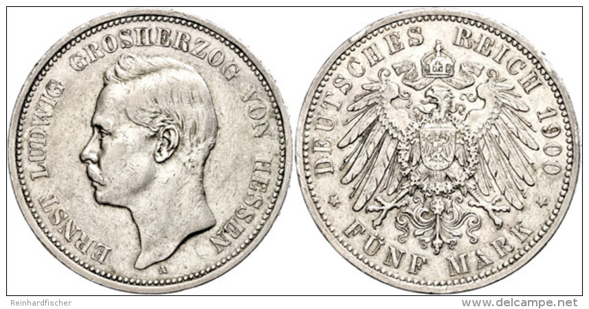 5 Mark, 1900, Ernst Ludwig, Randfehler, Ss., Katalog: J. 73 Ss5 Mark, 1900, Ernst Ludwig, Margin Fault, Very... - Otros & Sin Clasificación