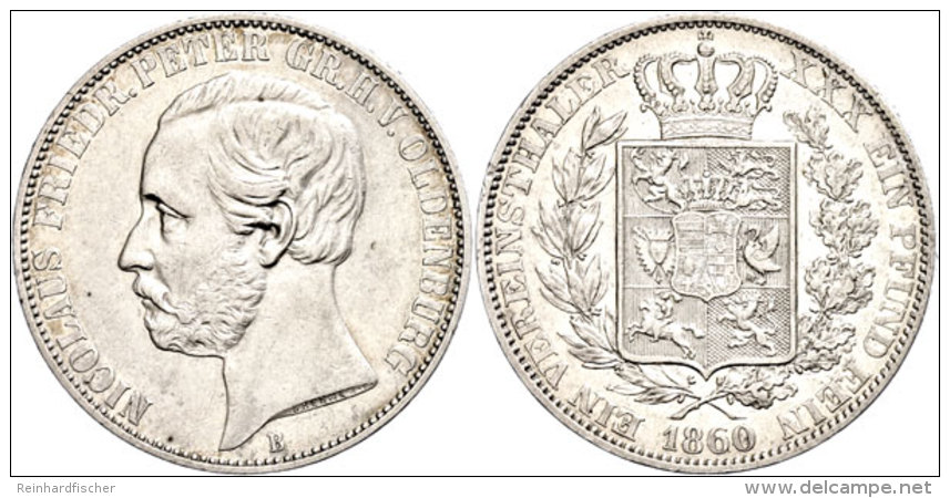 Taler, 1860, Nicolaus Friedrich Peter, AKS 25, J. 55, Kl. Rf., Ss.  SsThaler, 1860, Nicolaus Friedrich Peter,... - Otros & Sin Clasificación