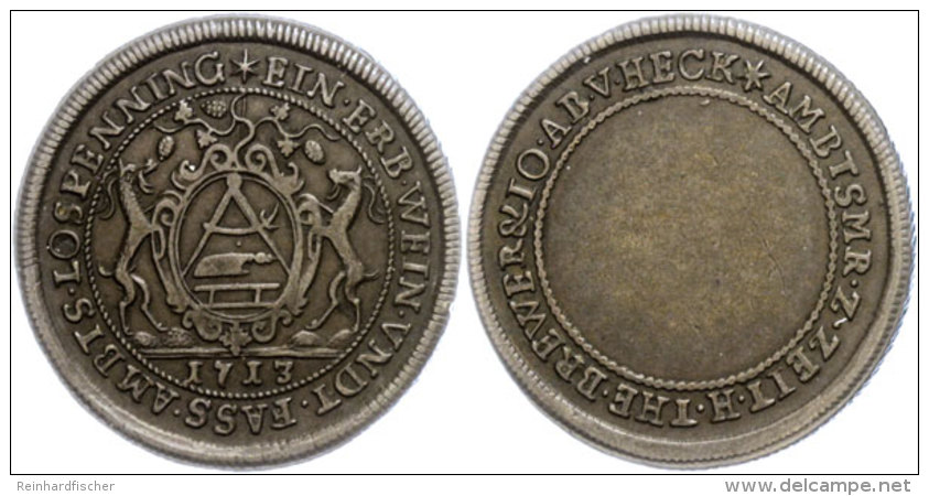 Freizeichen, Kupfer, 1713, Fassbinderzunft, Noss 571, Ss-vz.  Ss-vzDialing Tone, Copper, 1713, Cooper Guild,... - Otros & Sin Clasificación