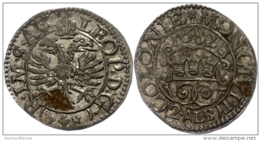 2 Albus, 1682, Mit Titel Leopolds I., Noss 494, Vz.  Vz2 Albus, 1682, With Title Leopolds I., Noss 494,... - Otros & Sin Clasificación