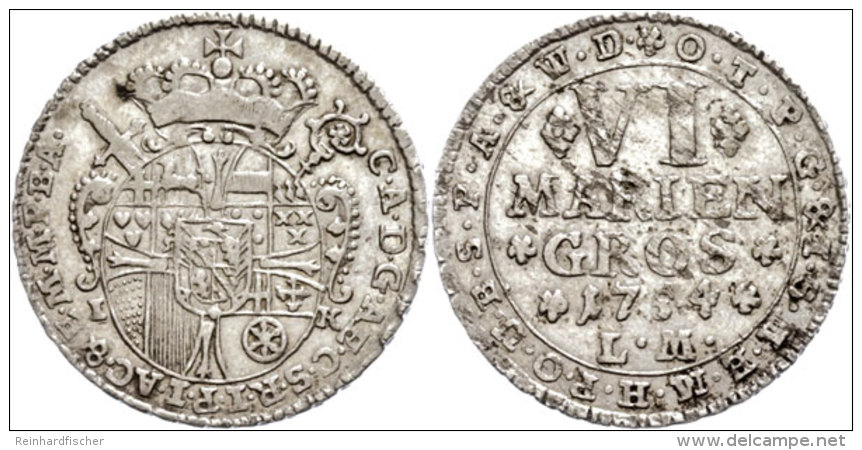 6 Mariengroschen, 1754, Klemens August Herzog Von Bayern, Noss 754, Etwas Por&ouml;ser Schr&ouml;tling, Ss+.  6... - Otros & Sin Clasificación