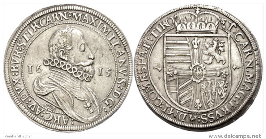 Taler, 1615, Maximilian III., Hall, Dav. 3321A, Ss.  SsThaler, 1615, Maximilian III., Hall, Dav. 3321A, Very... - Austria