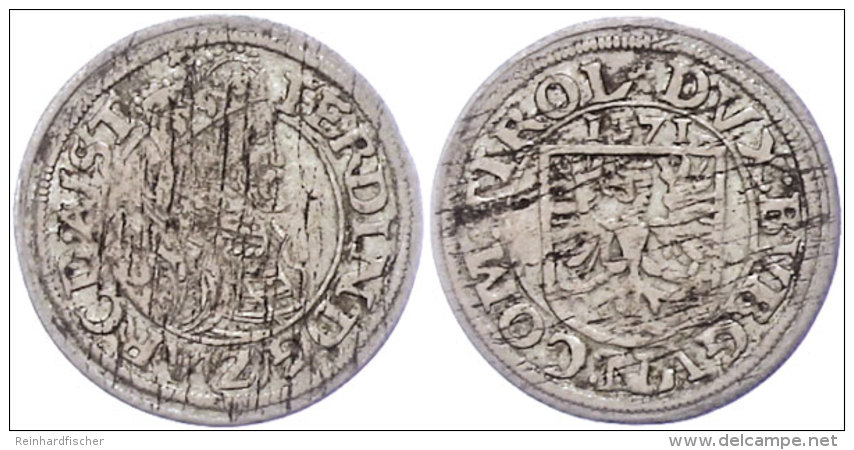 2 Kreuzer, 1571, Ferdinand, Hall, Schr&ouml;tlingsfehler, Ss.  Ss2 Cruiser, 1571, Ferdinand, Hall, Planchet... - Austria