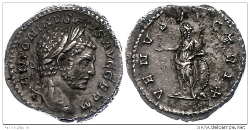 Caracalla,196-217, Denar (2,95g). Av: Kopf Nach Rechts, Darum Umschrift. Rev: Venus Nach Links Stehend, Darum... - Otros & Sin Clasificación