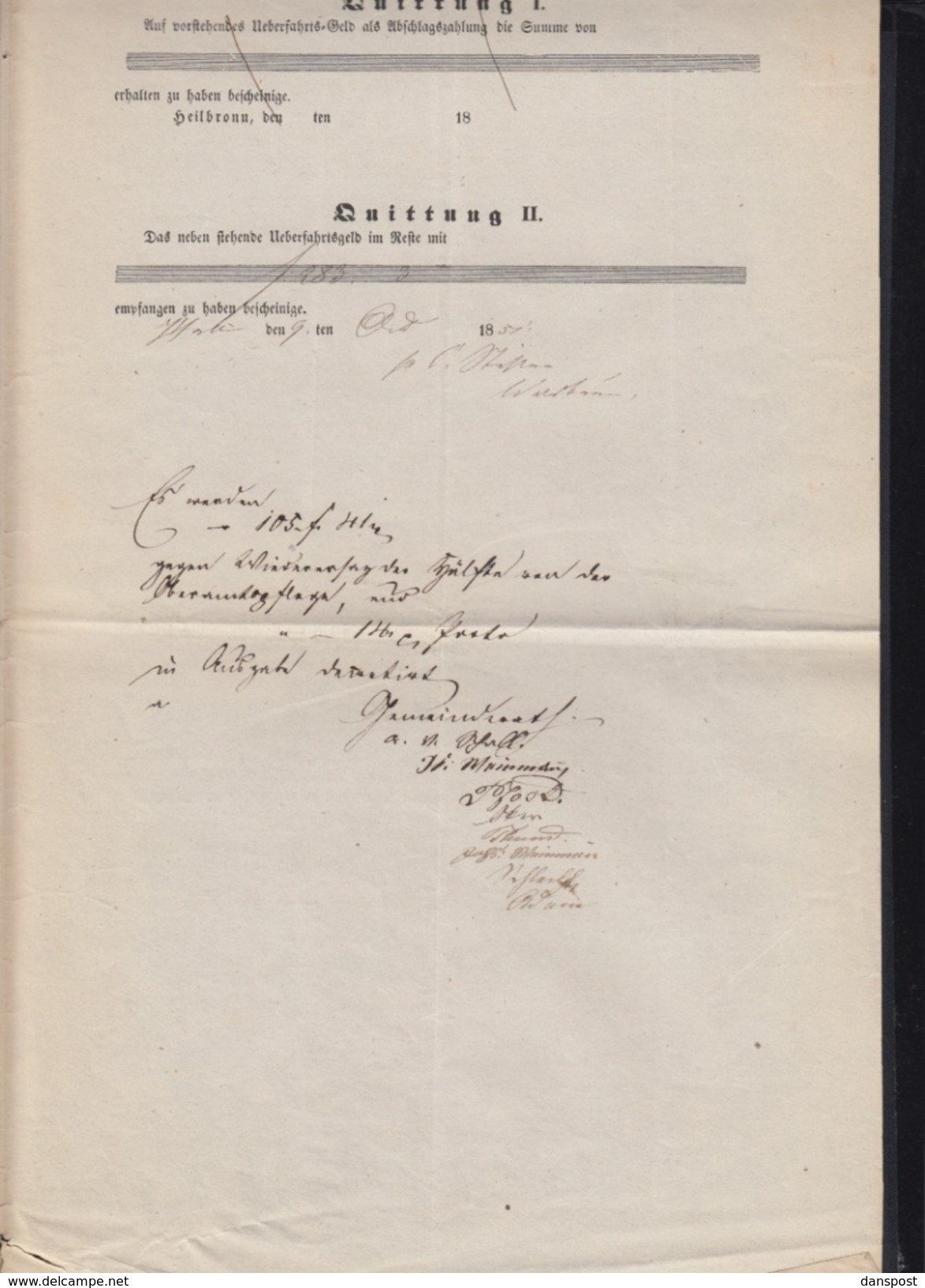 Württemberg Heilbronn Schiffs-Contract Für Auswanderer Nach USA 1851 - Historical Documents