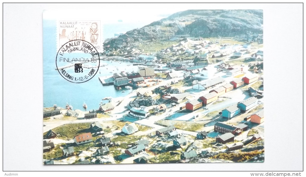 Grönland 144 Yt 132 Maximumkarte MK/CM, SST FINLANDIA 1988, Mumie Eines Eskimos; Eskimofamilie (14. Jh.) - Maximum Cards