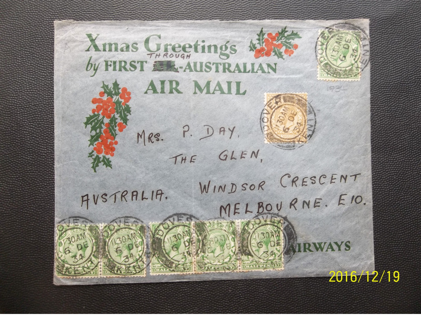 Great Britain: 1934 Air Cover To Australia (#GK6) - Covers & Documents