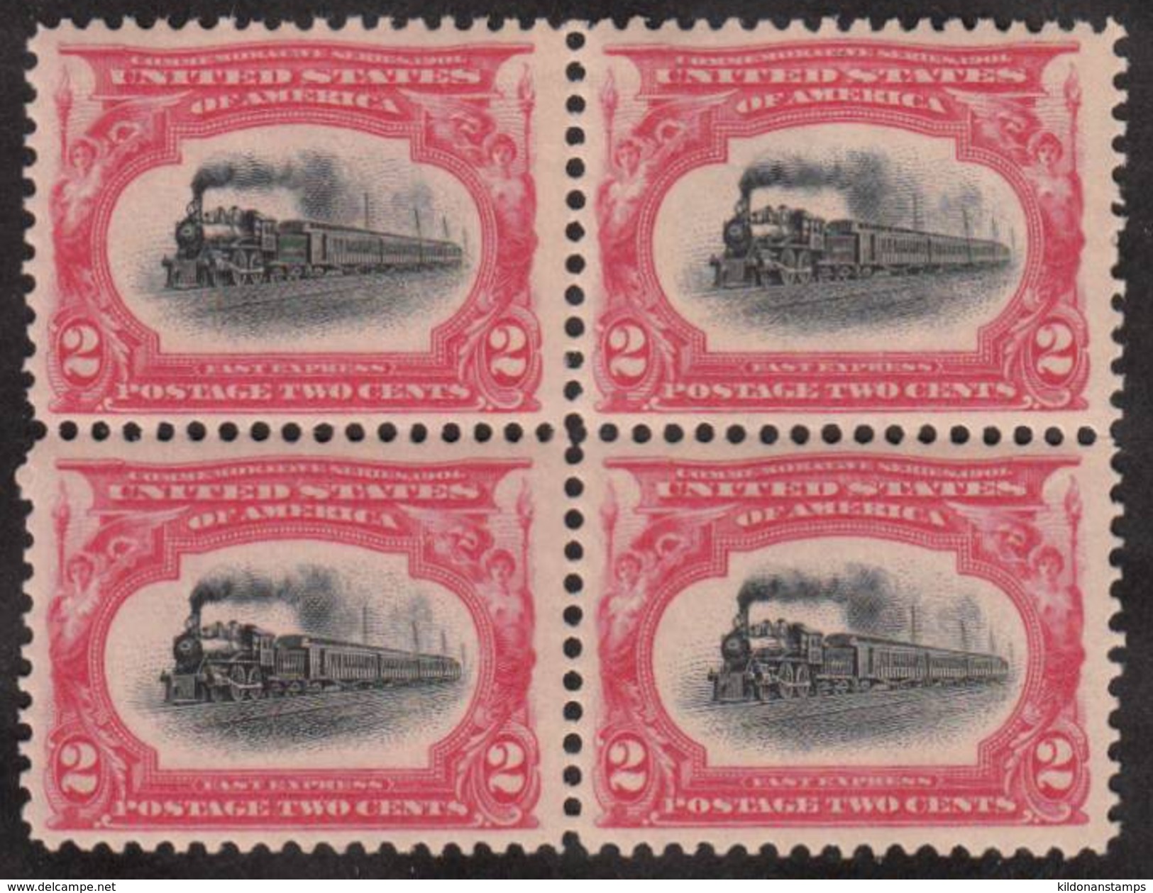 USA 1901 Pan-American, Train, Mint No Hinge, Block, Sc# 295 - Ongebruikt