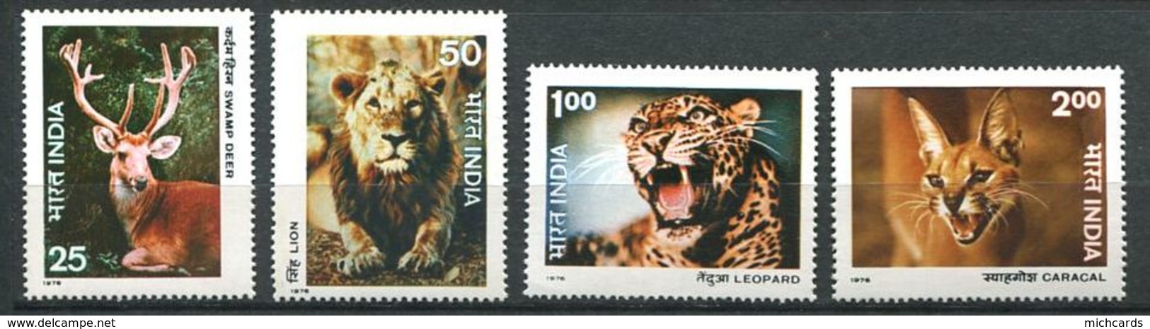 184 INDE 1976 - Yvert 494/97 - Felin Lion Leopard Cerf - Neuf ** (MNH) Sans Trace De Charniere - Unused Stamps