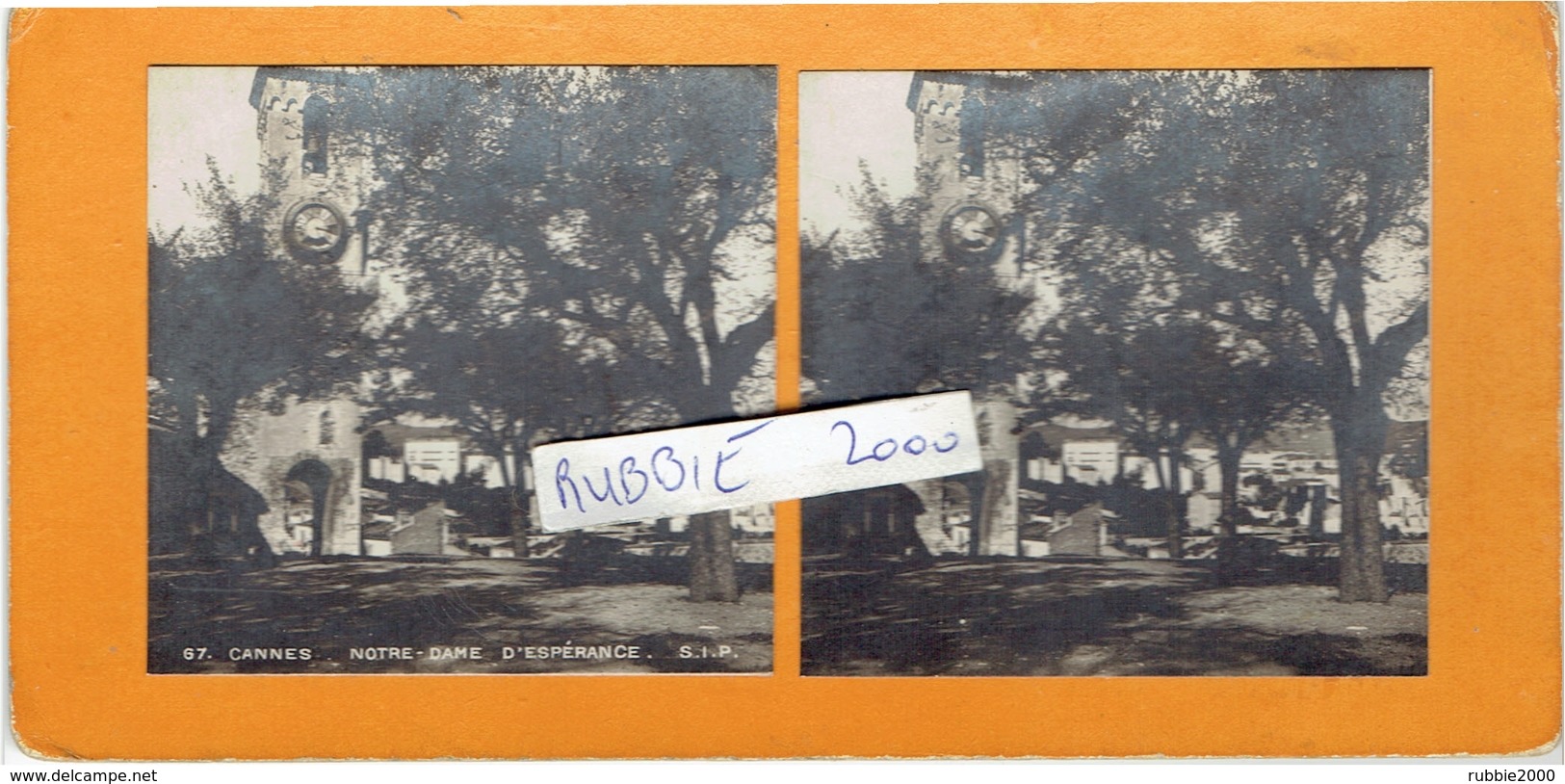 PHOTOGRAPHIE STEREO CANNES NOTRE DAME D ESPERANCE ALPES MARITIMES EN TRES BON ETAT - Photos Stéréoscopiques