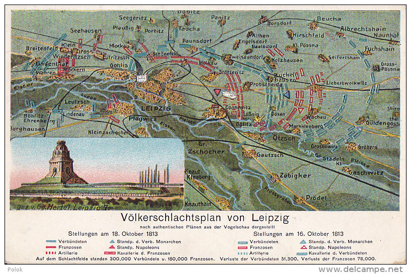 Bf - Cpa Allemagne - Völkerschlachtsplan Von Leipzig - Leipzig