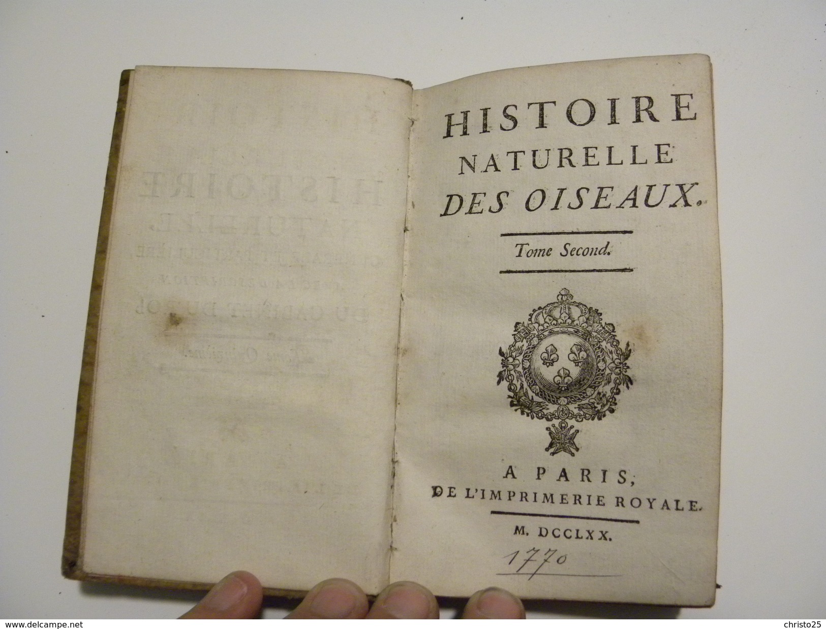 HISTOIRE NATURELLE DES OISEAUX - TOME SECOND 1770 - 1701-1800