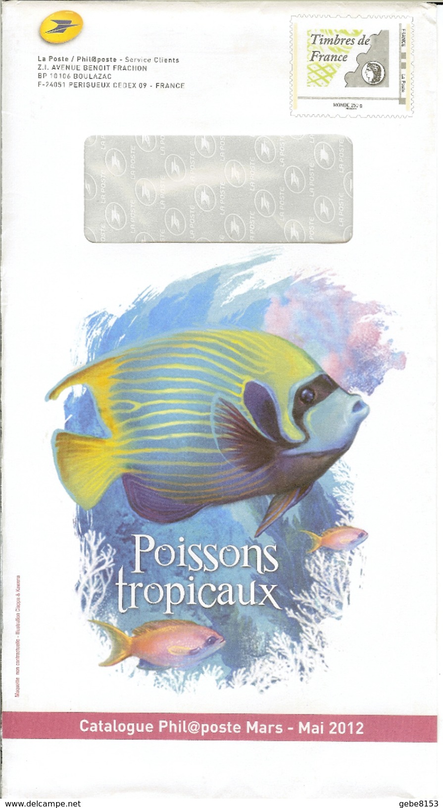 PAP Montimbramoi Phil@poste Monde 250 Gr Enveloppe Illustrée Poissons Tropicaux - Poissons