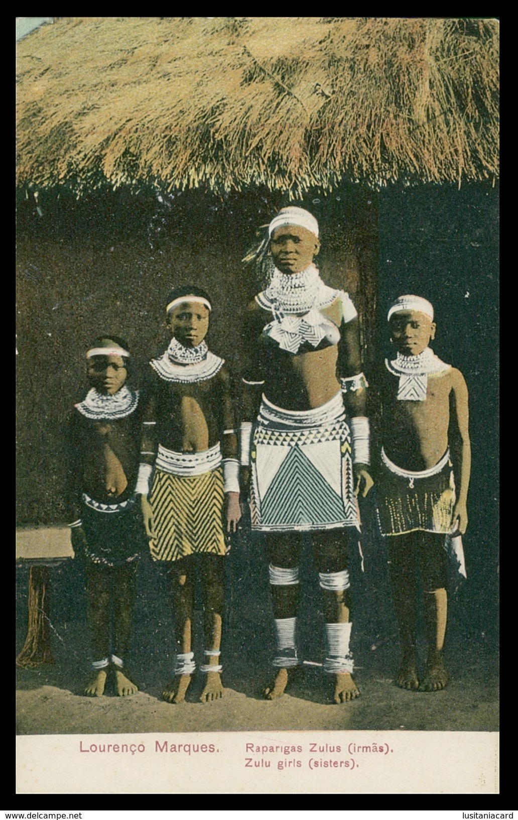 LOURENÇO MARQUES - COSTUMES - Raparigas Zulus(irmãs)( Ed. Spanos & Tsitsias Nº 4762) Carte Postale - Mozambico