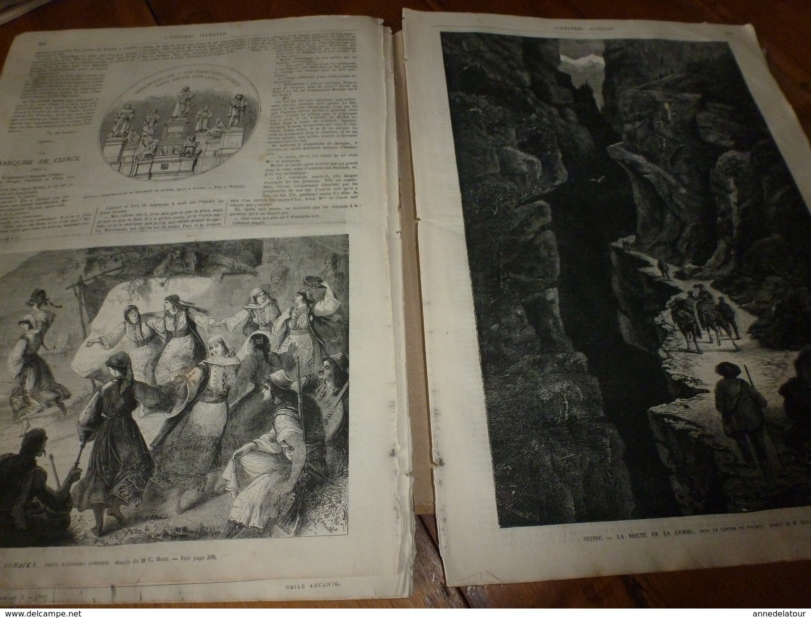 1868 Course chevaux;Wiesbaden;Venise;Route de la GEMMI en Suisse; Agnès de Salm-Salm; La ROMAIKA (danse grecque); etc