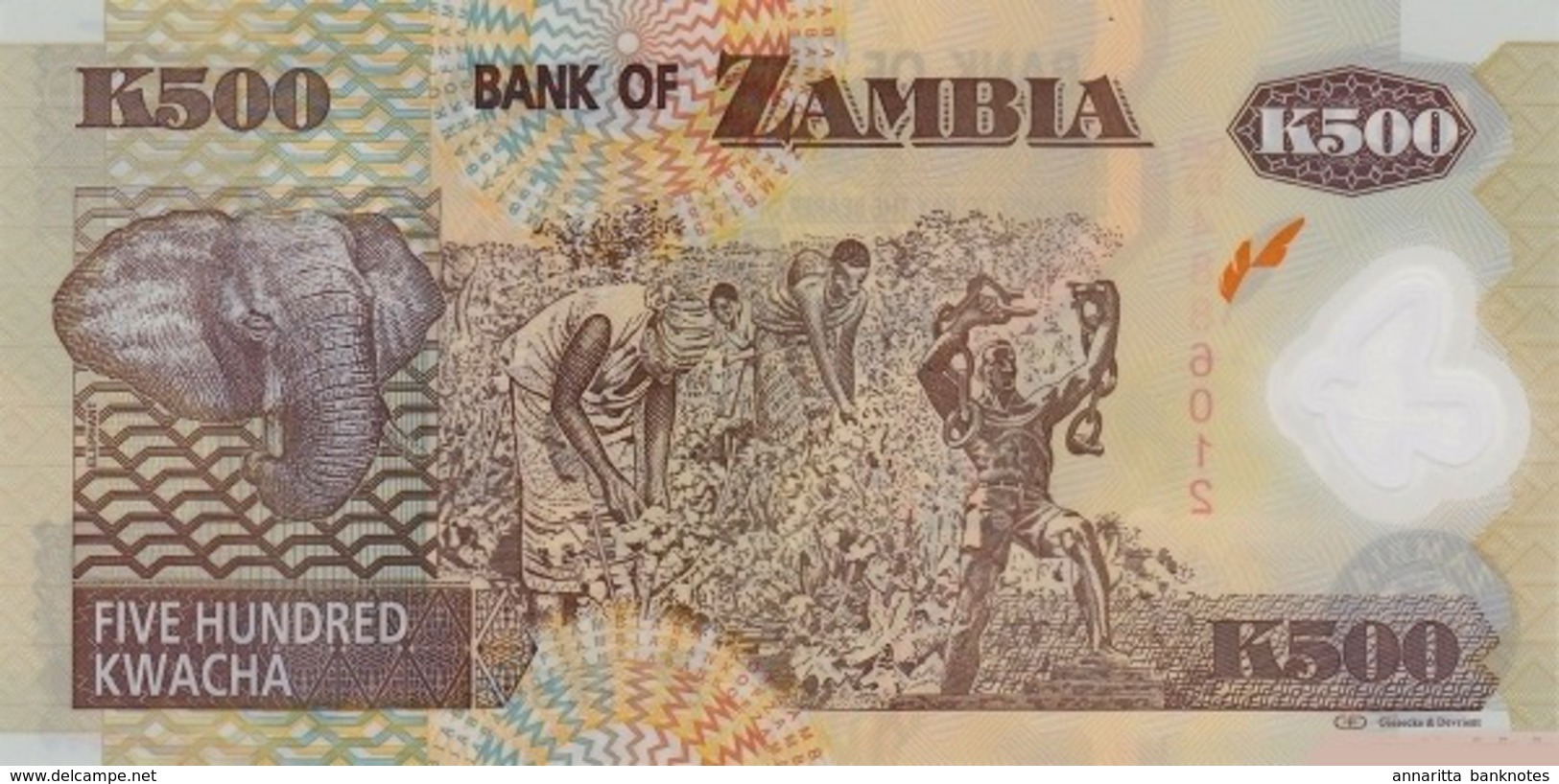 ZAMBIA 500 KWACHA 2011 P-43h UNC  [ZM145h] - Zambia