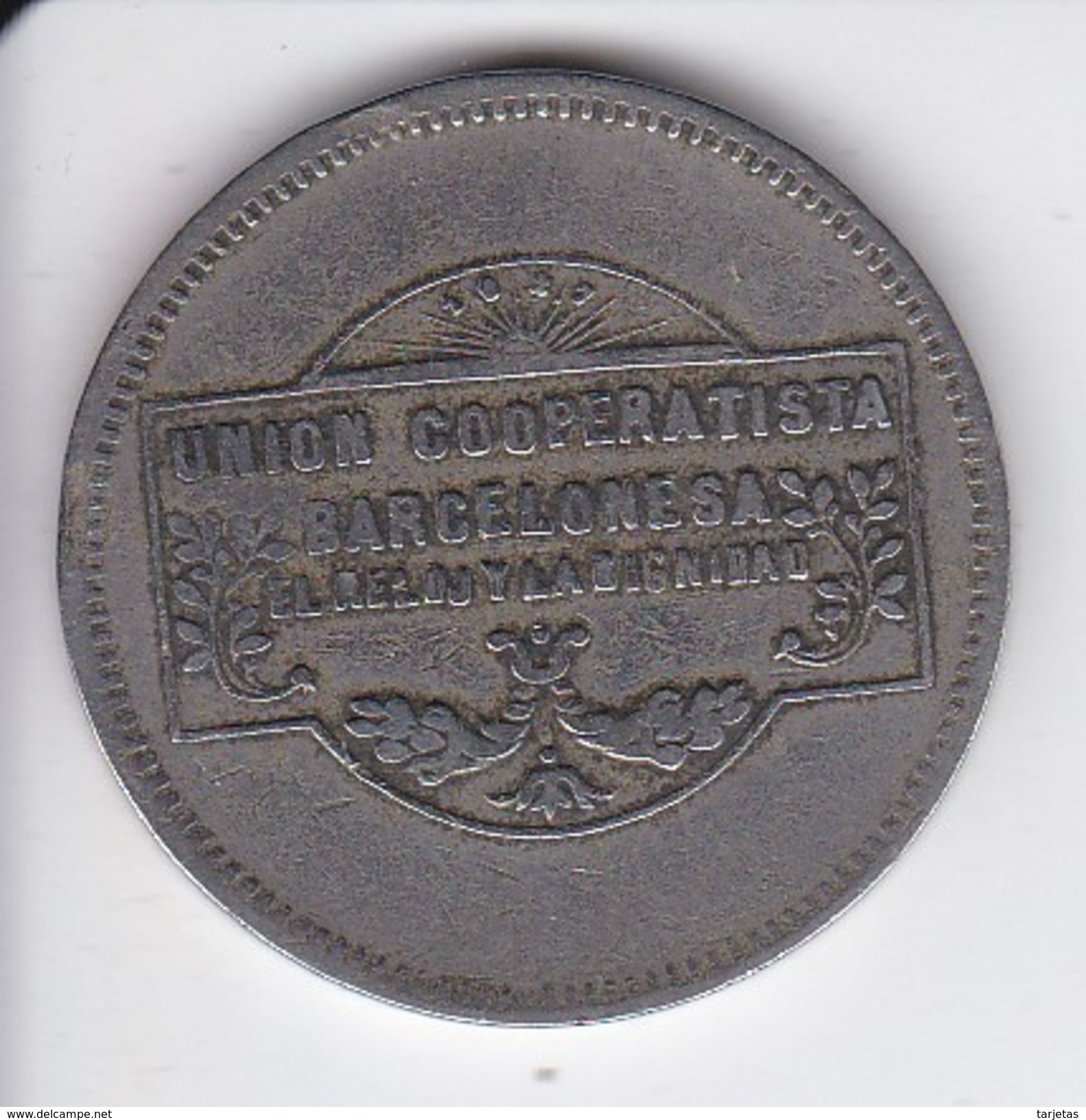 MONEDA DE 5 PESETAS DE LA UNION COOPERATISTA BARCELONESA EL RELOJ Y LA DIGNIDAD - Notgeld