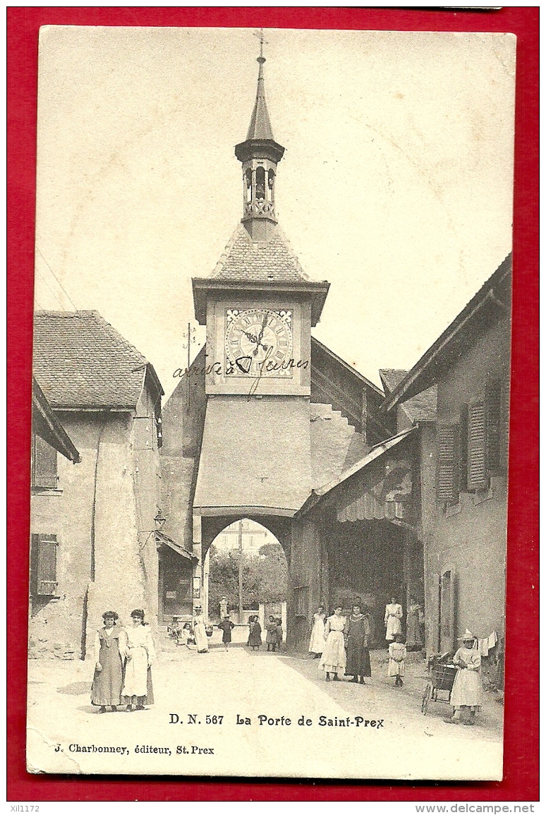 PRD-18  La Porte De Saint-Prex. TRES ANIME. Cachet St-Prex Et Ecublens 1909 - Écublens